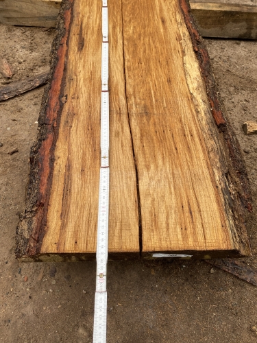 Eiche Sonderposten #584 Wurm Tischplatte Theke River-Table Epoxid 35-40x5x297cm