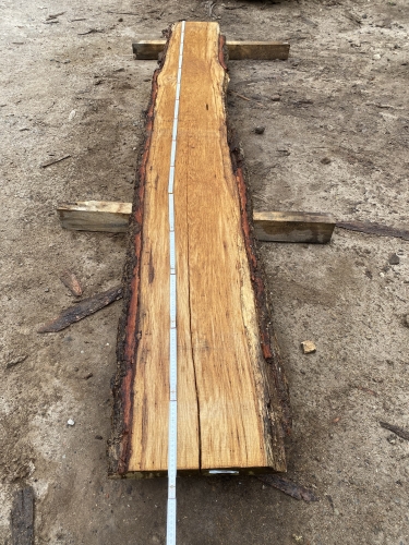 Eiche Sonderposten #584 Wurm Tischplatte Theke River-Table Epoxid 35-40x5x297cm
