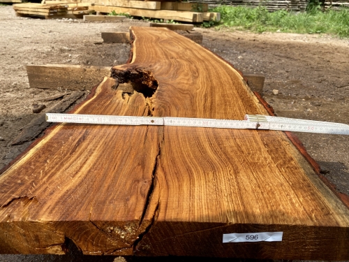 Eiche Sonderposten #596 Wurm Tischplatte Theke River-Table Epoxid 45-50x5x299cm