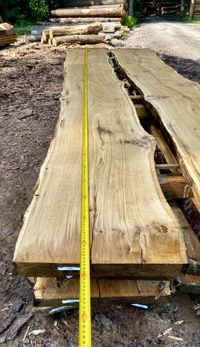 Eiche Wildeiche Sonderposten #722 Tischplatte Theke River-Table Epoxid 45-50x5x366cm