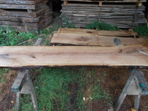 Eiche Wildeiche Sonderposten #619 Tischplatte Theke River-Table Epoxid 35-40x5x200cm