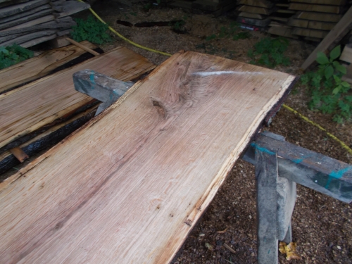 Eiche Wildeiche Sonderposten #619 Tischplatte Theke River-Table Epoxid 35-40x5x200cm